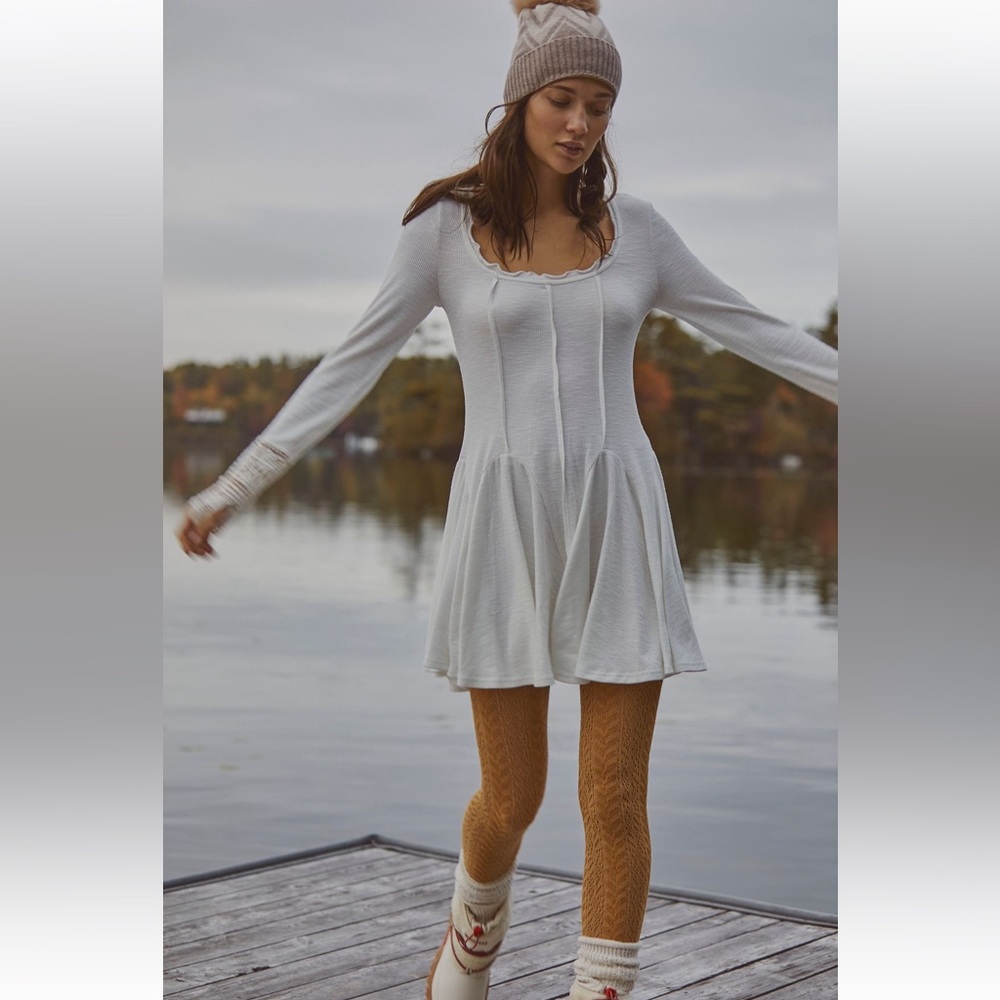Free People Little Love Thermal Mini Dress - Ivory